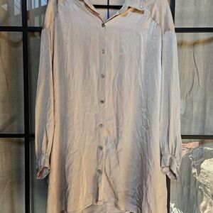 Silky Beige Button-Up Shirt